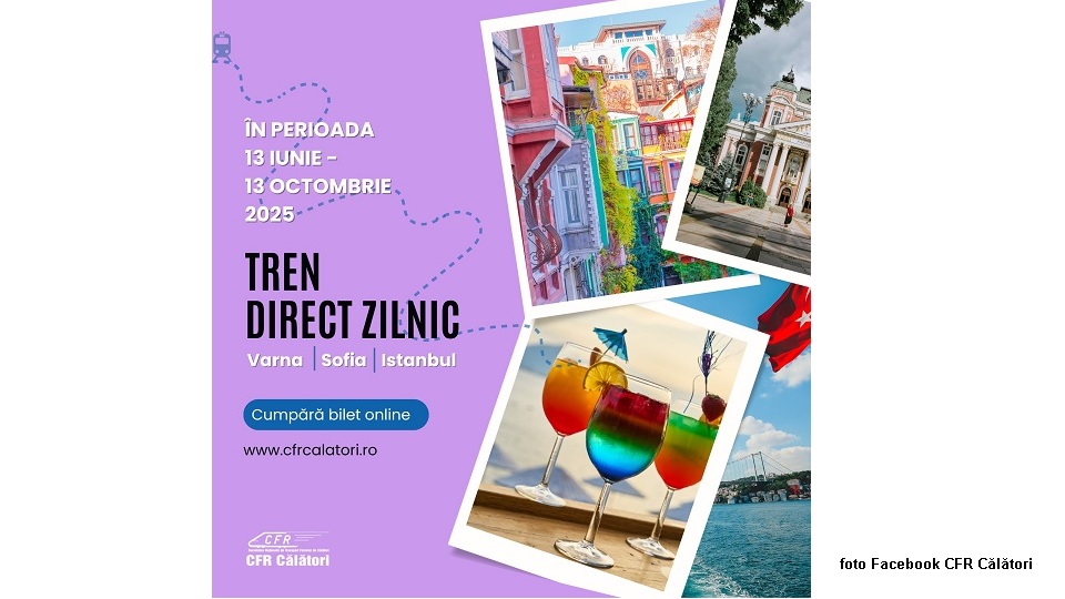 Trenul internațional “România” va asigura, zilnic, legătura directă de la București către Varna , Sofia și Istanbul/Halkali. (sursă foto: facebook.com/CFRCalatori.ro)