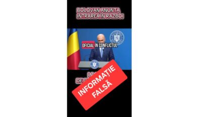MAI: Campanie de dezinformare privind intrarea României în război / Precizare de presă referitoare la combaterea fake-news
