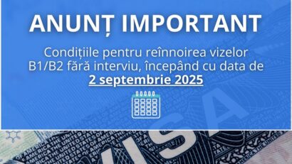 Reînnoirea vizelor B1/B2 poate fi solicitată prin curier